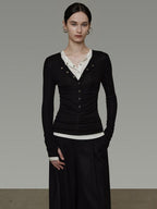 unspoken Breathable Skin Friendly Slim Fit Button Half Collar Women Knit Cardigans