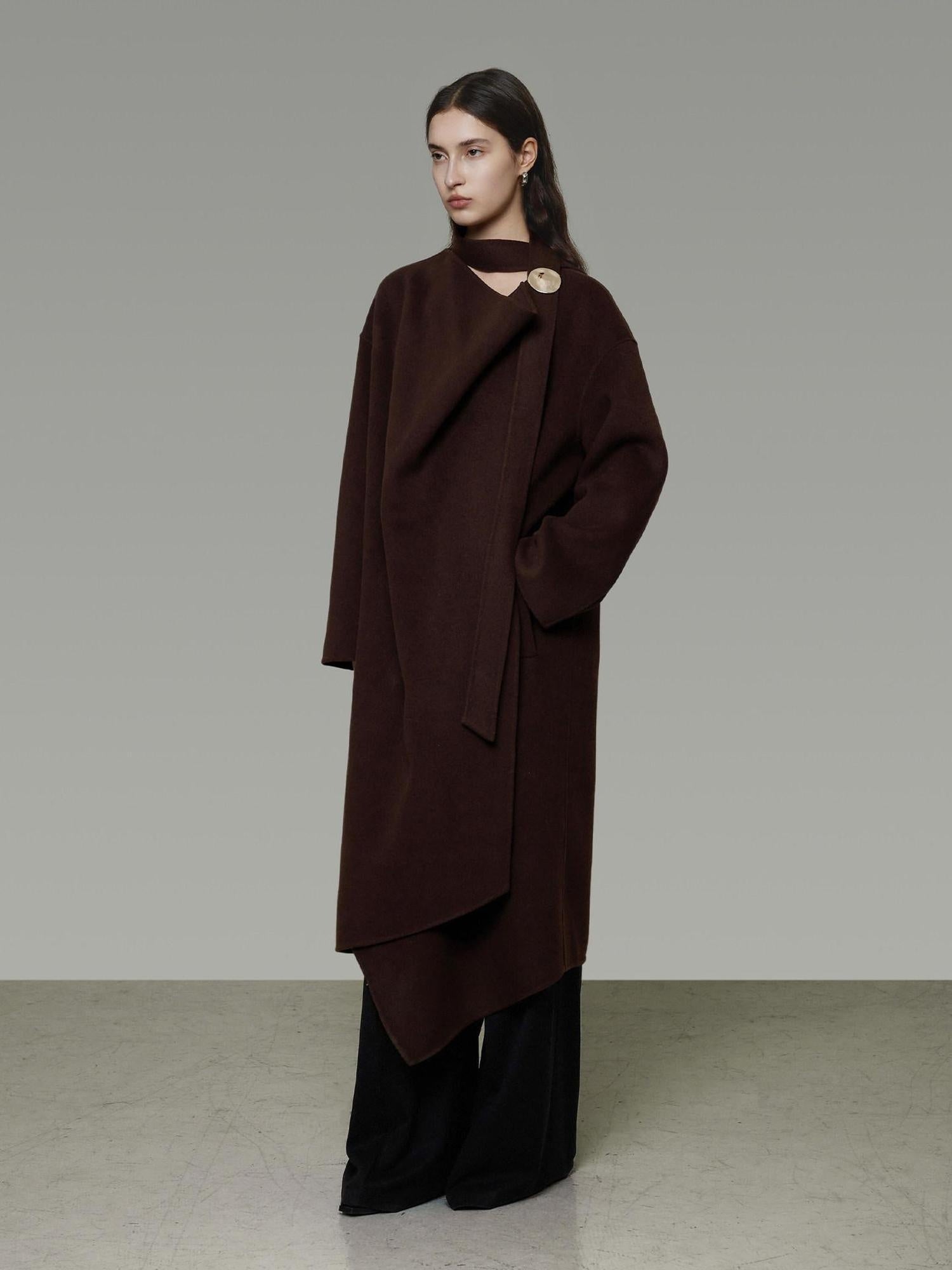 unspoken 100 Percent Sheep Wool Mid Length Relaxed Minimalist Workwear Wool Coats