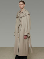 unspoken Minimalist Longline Single Breasted Loose Fit Women Beige Trench Coats