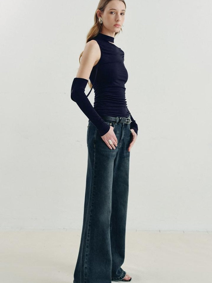 someone sometimes Viscose Cotton Blend Cutout Slim Fit Casual Women Asymmetric Neck Knit Sweaters