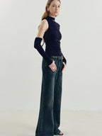someone sometimes Viscose Cotton Blend Cutout Slim Fit Casual Women Asymmetric Neck Knit Sweaters
