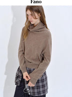 fano Soft Breathable Lambswool Cashmere Cowl Neck Relaxed Knit Pullover Sweaters