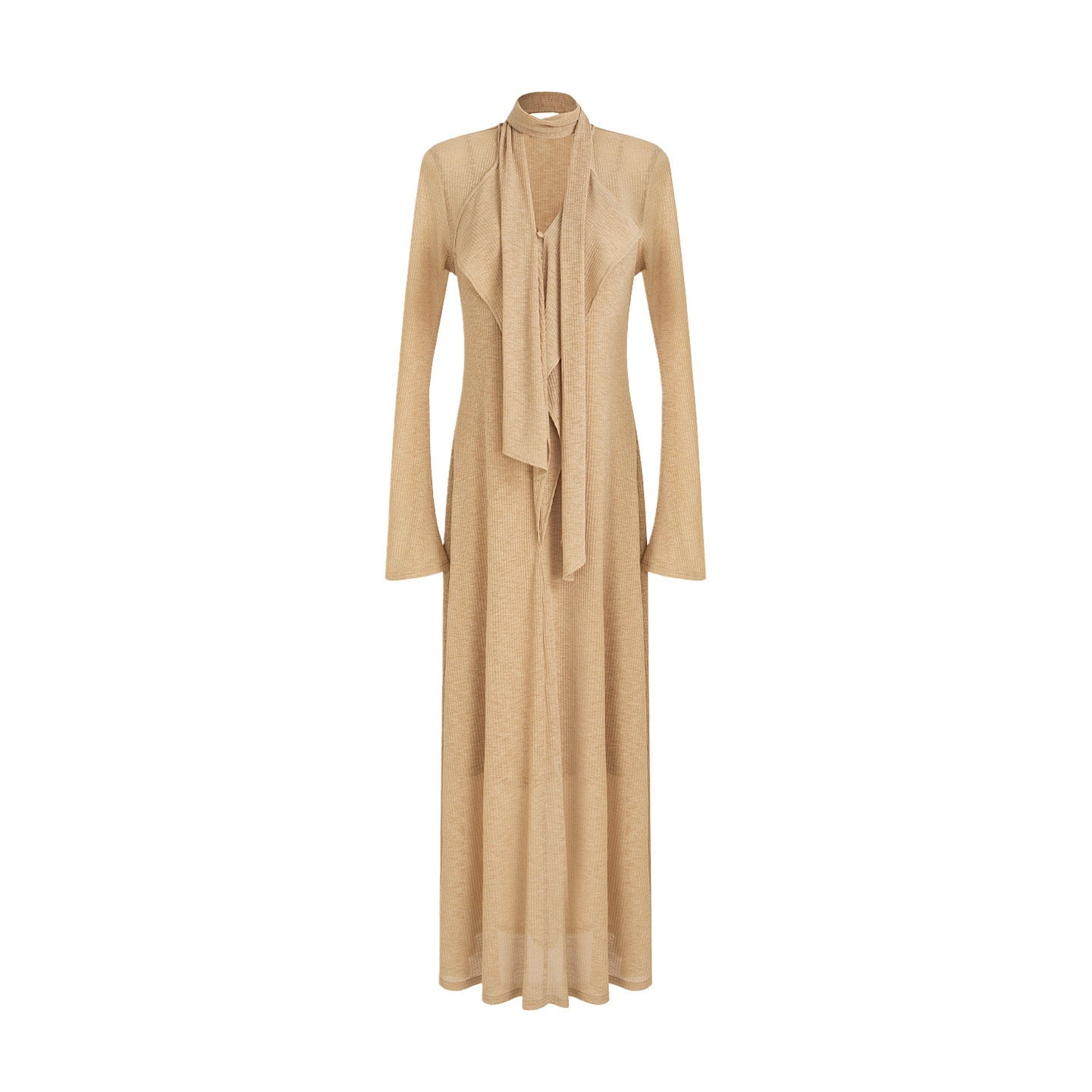 unspoken_Breathable_High_Waist_Sash_V-neck_Aline_Longsleeve_Office_Polyester_Maxi_Dresses_MISSTT