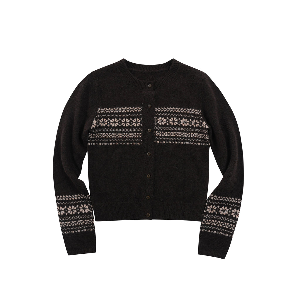 someonesometimes Cozy Wool Alpaca Blend Casual Geometric Button Round Neck Women Cardigans