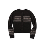 someonesometimes Cozy Wool Alpaca Blend Casual Geometric Button Round Neck Women Cardigans