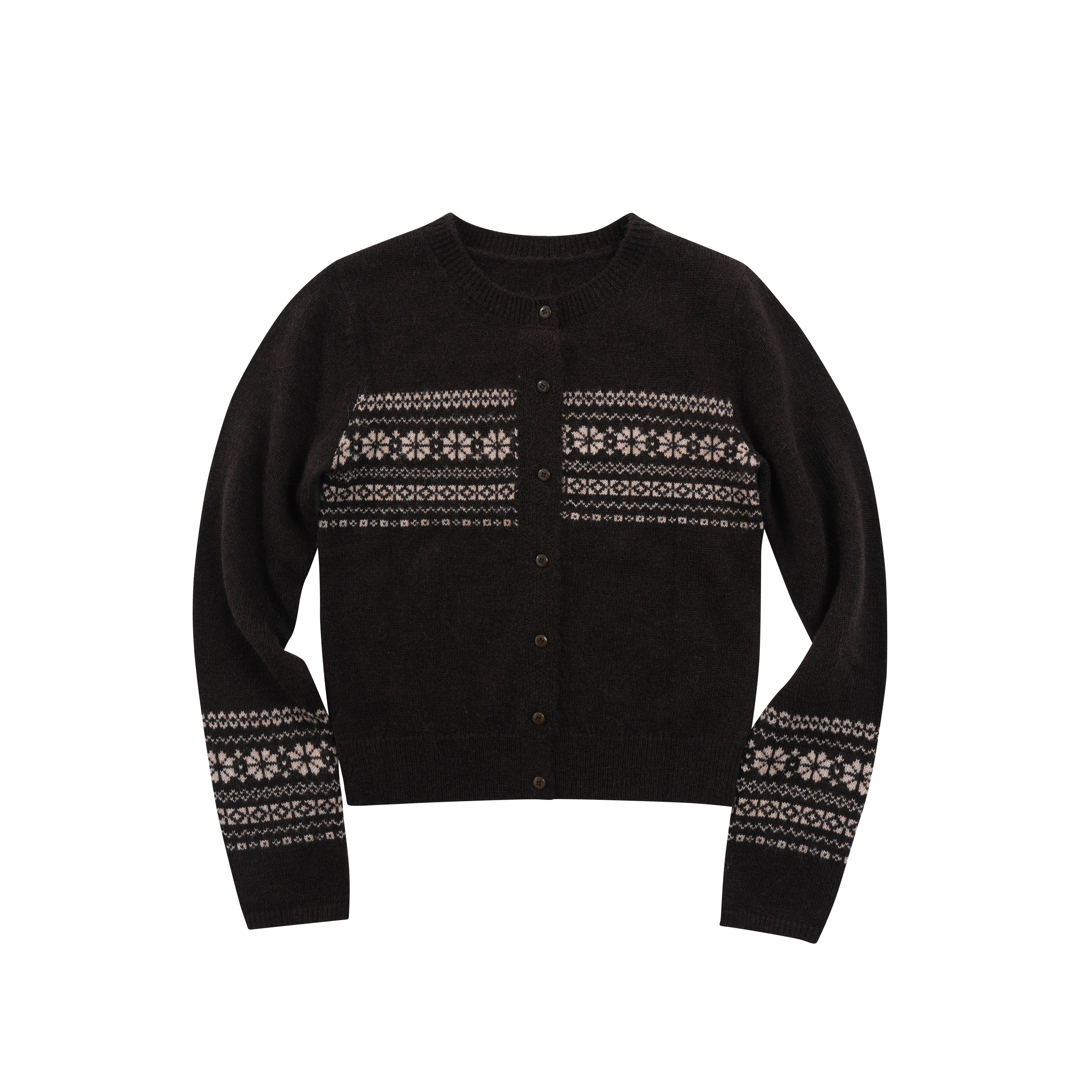 someonesometimes Cozy Wool Alpaca Blend Casual Geometric Button Round Neck Women Cardigans