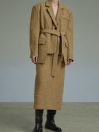 unspoken Wool Single Button Notched Lapel Loose Fit Rice Yellow Young Women Blazers