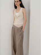 someonesometimes Tencel Wool Blend Slim Fit Commuter Workwear Unlined Beige Women Tank Tops