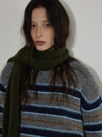 Lofi choose Wool Blend Relaxed Striped Crewneck Pullover Commuter Office Women Tops Sweaters