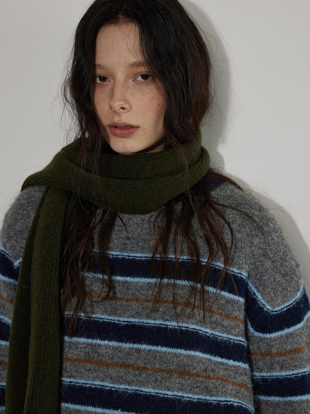 Lofi choose Wool Blend Relaxed Striped Crewneck Pullover Commuter Office Women Tops Sweaters