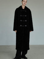 unspoken Thick Double Breasted Commuter Straight Fit Women Black Polyester Long Coats