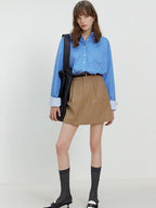 fano Skin Friendly Breathable Cotton Minimalist Loose Fit Women Button Solid Shirts