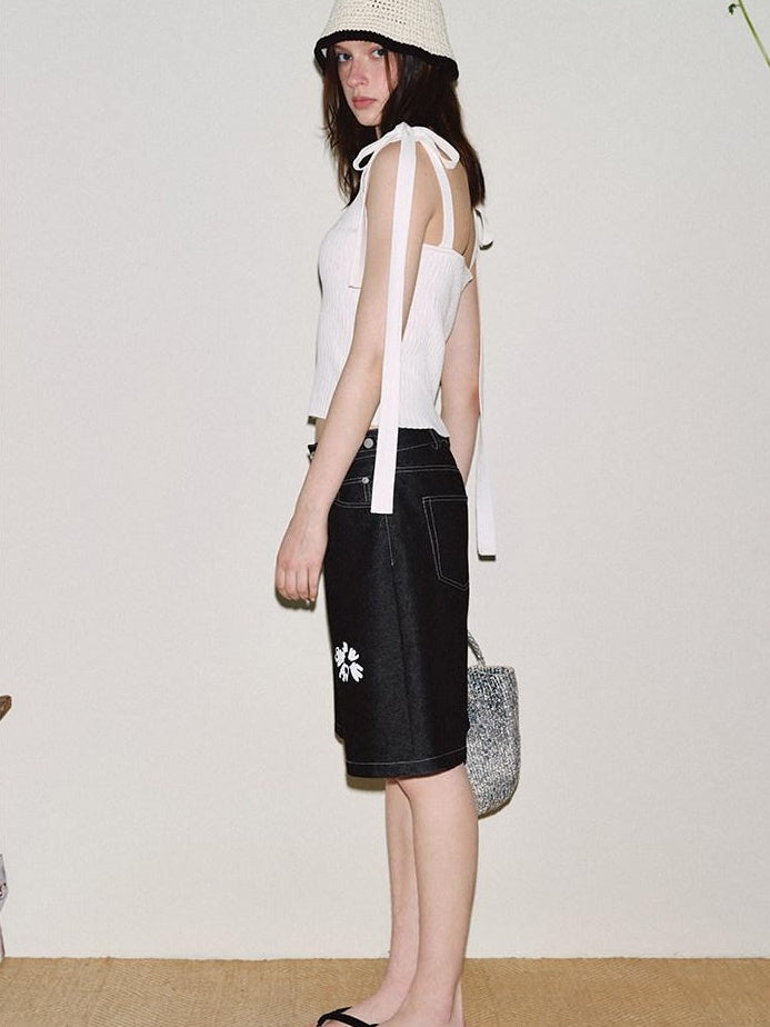 fano Slim Viscose Nylon Spaghetti Strap Office Cropped Solid Black White Camisoles