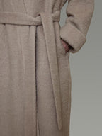 unspoken Cozy Sheepswool Belted Loose Fit Minimal Office V-neck Mid Length Wool Coats