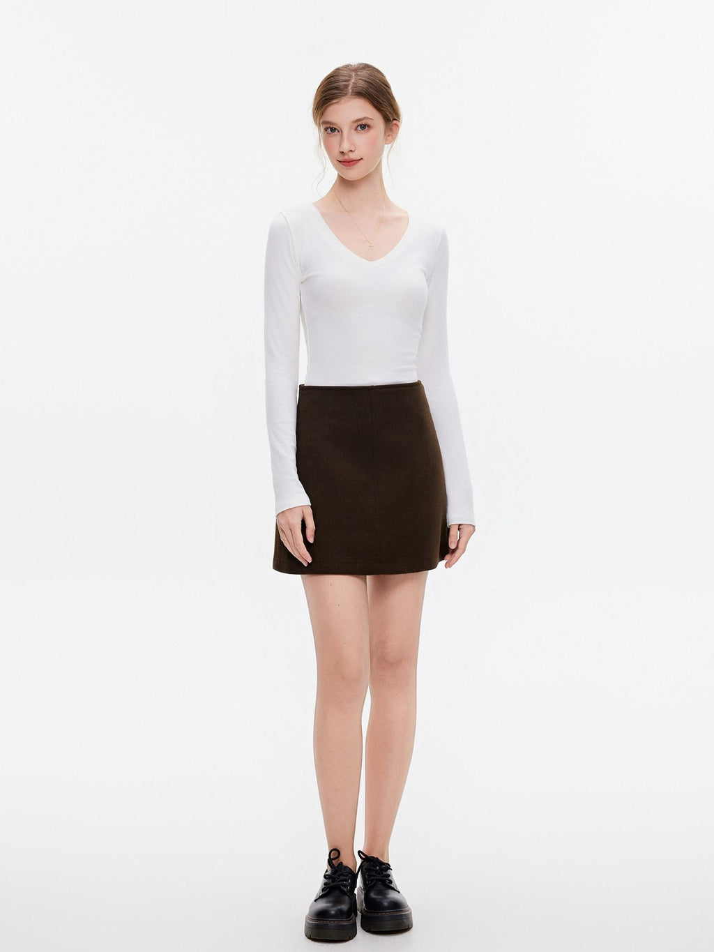 ikyou Wrinkle Free Retro A Line Lined Pocket Mid Waist Women Polyester Mini Skirts