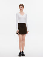 ikyou Wrinkle Free Retro A Line Lined Pocket Mid Waist Women Polyester Mini Skirts