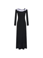 unspoken Tencel High Waist Asymmetrical Off Shoulder A Line Knit Women Maxi Dresses