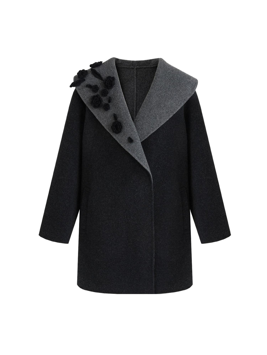 unspoken Warm Thick Minimal Commuter Loose Fit Lapel Women Sheep Wool Blend Wool Coats