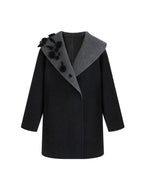 unspoken Warm Thick Minimal Commuter Loose Fit Lapel Women Sheep Wool Blend Wool Coats