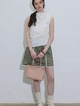 Lofi choose High Waist Floral A Line Relaxed Fit Workwear Women Coffee Green Mini Skirts