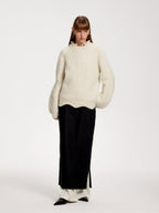 someone sometimes Recycled Viscose Wool Blend Commuter Crew Neck Pullover Cream Sweaters