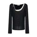 unspoken_Minimal_Slim_V-neck_Split_Hem_Long_Sleeve_Button_Solid_Black_Beige_Women_Blouses_MISSTT