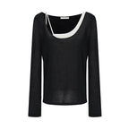 unspoken_Minimal_Slim_V-neck_Split_Hem_Long_Sleeve_Button_Solid_Black_Beige_Women_Blouses_MISSTT