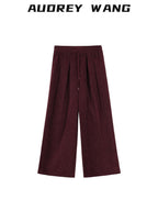 audreyyang Comfort Stretch Polyester Casual Elastic Pull On Women Wide Leg Pants