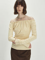 someonesometimes Lyocell Blend Slim Fit Ruching Youth Casual Goose Yellow Long Sleeve T-Shirts