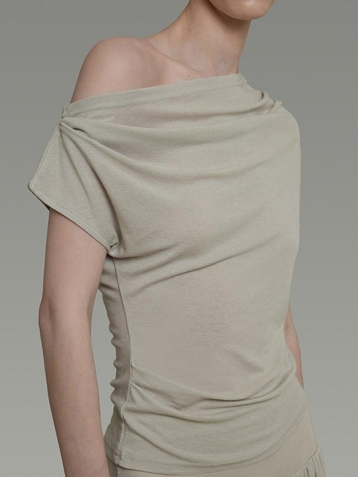 unspoken Breathable Tencel Two Piece Fitted Workwear Sage Off Shoulder Crop Tops