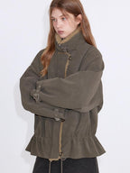 fano Insulated Korean Commuter Loose Stand Collar Grey Brown Puffer Jackets