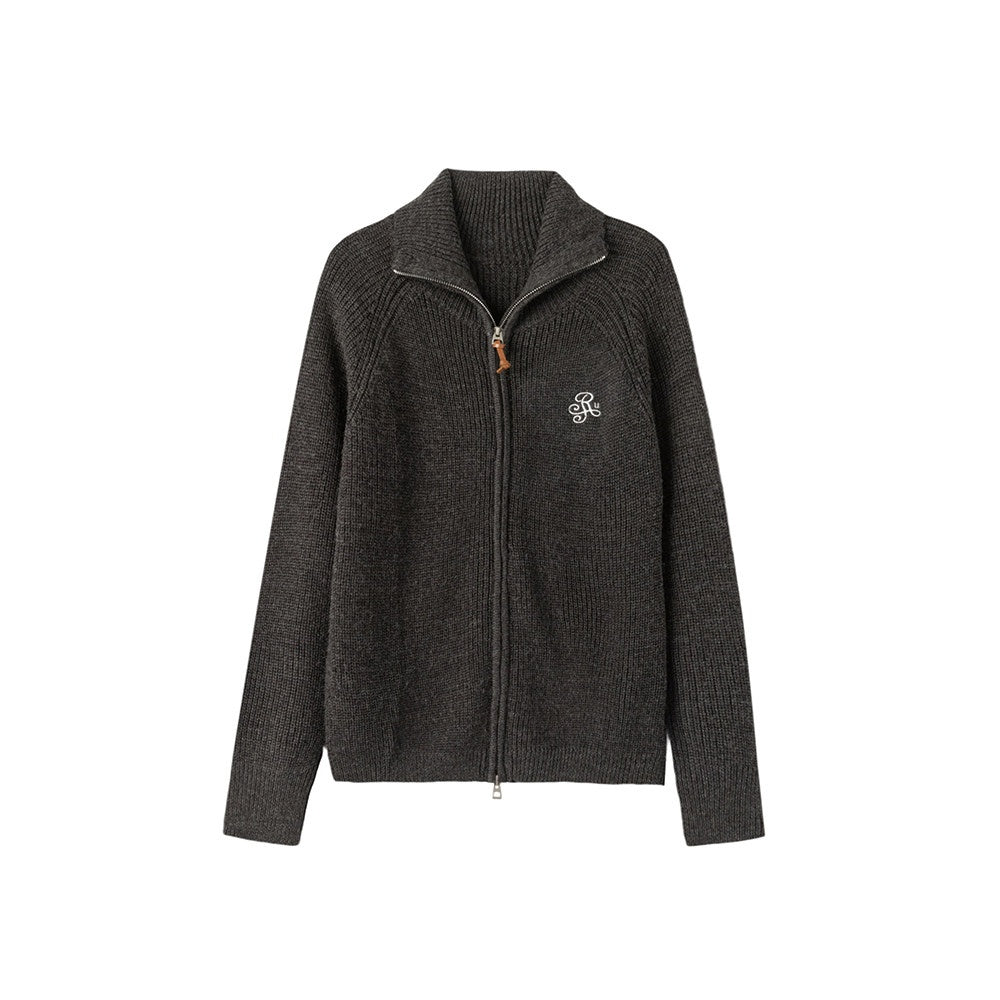 ikyou_Warm_Wool_Blend_Stand_Collar_Zip_Loose_Commuter_Knit_Women_Deep_Gray_Cardigans_MISSTT