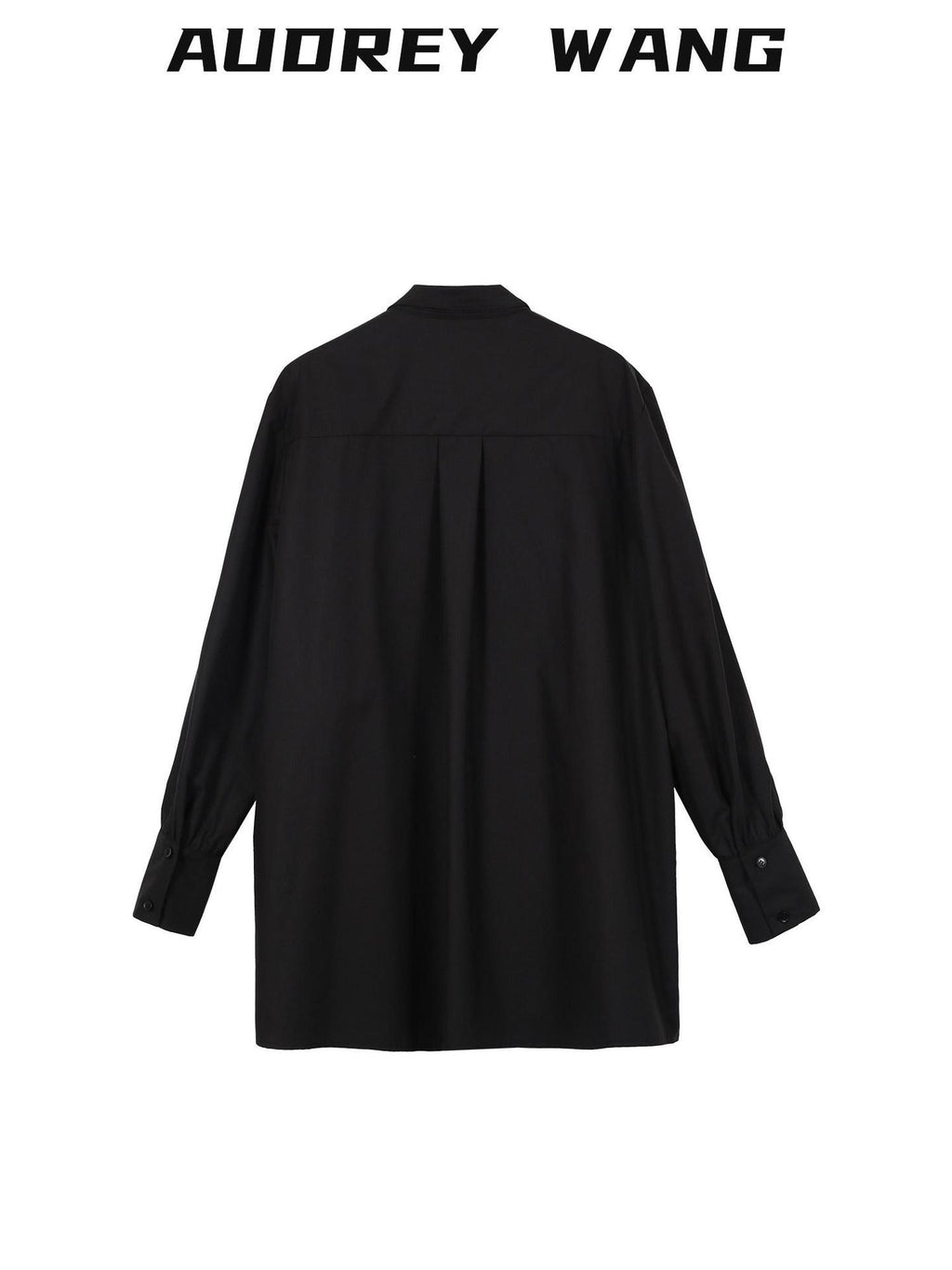 audreyyang Slimming Pleated Loose Longline Button Front Long Sleeve Women Blouses