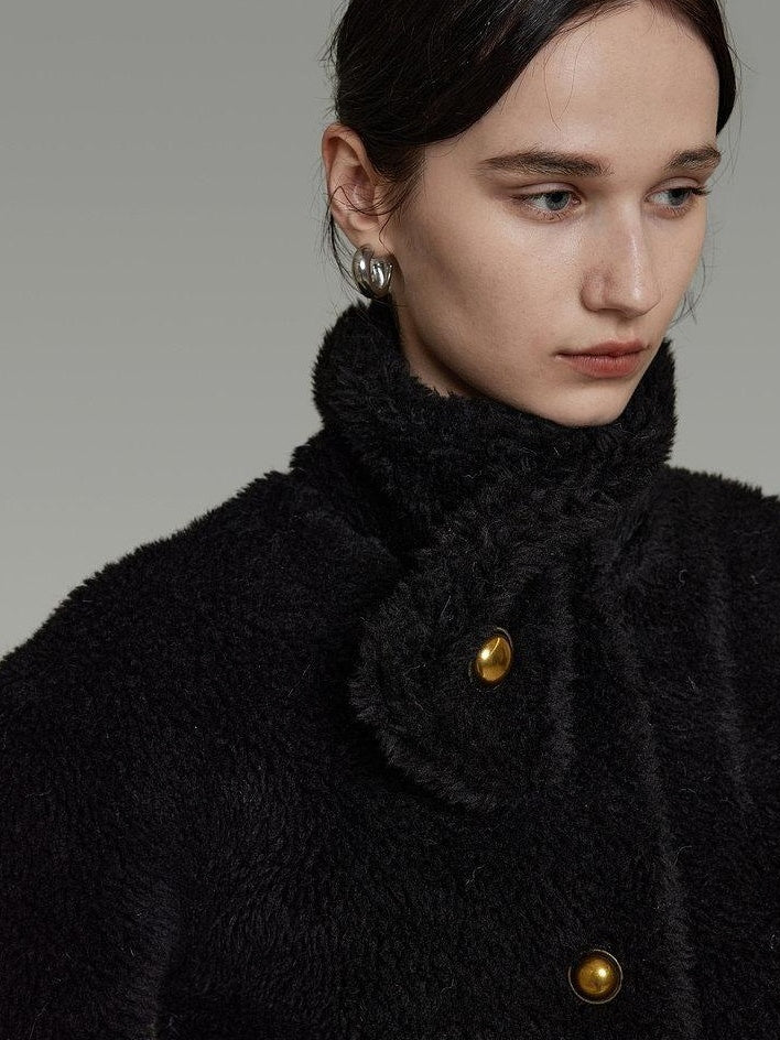 unspoken Warm Sculpted Tailoring Minimal Commuter Loose High Waist Wool Blend Short Coat