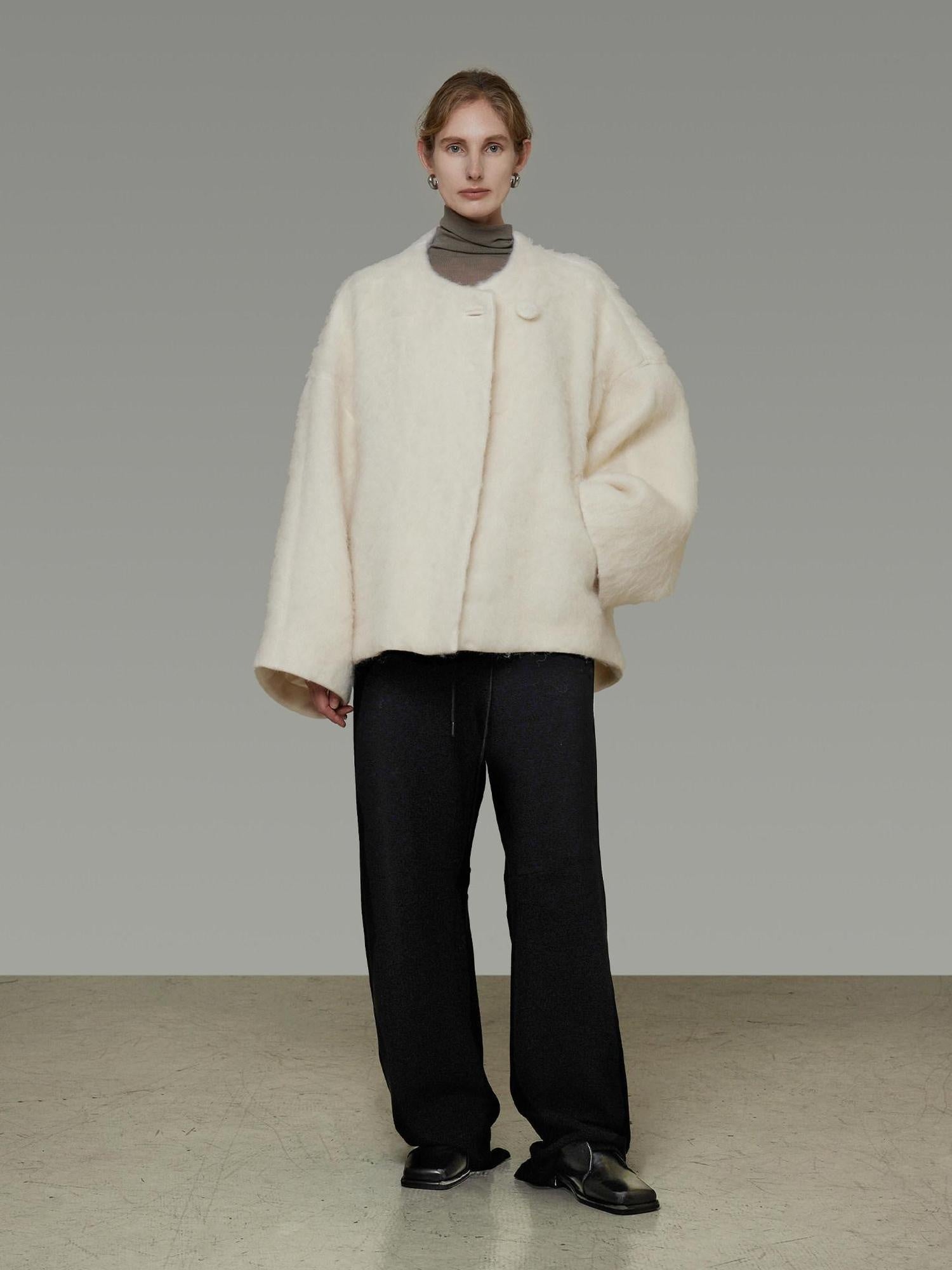 unspoken Premium Sheepswool Thick Tailored Relaxed Office One Button Wool Coats