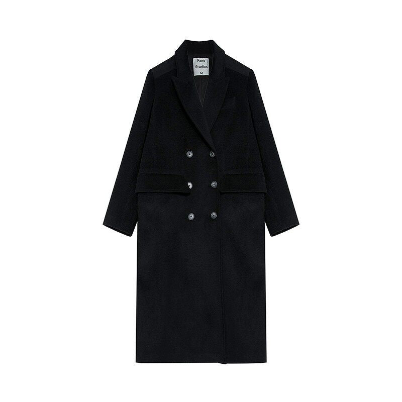 fano_Thick_Doublebreasted_Blazer_Collar_Commuter_Midlength_Women_Black_Long_Coats_MISSTT