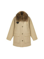 unspoken Thick Cotton Oversized Midlength Single Breasted Khaki Puffer Jackets