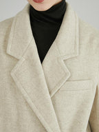 fano Minimal Commuter Double Breasted Straight Midlength Blazer Women Long Coats