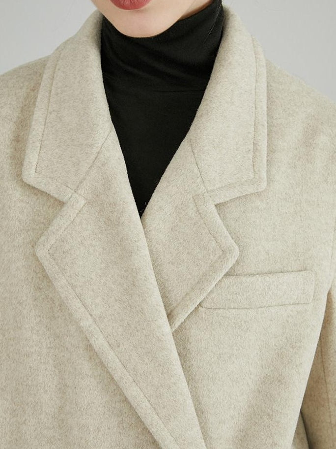 fano Minimal Commuter Double Breasted Straight Midlength Blazer Women Long Coats