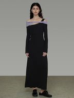 unspoken Tencel High Waist Asymmetrical Off Shoulder A Line Knit Women Maxi Dresses