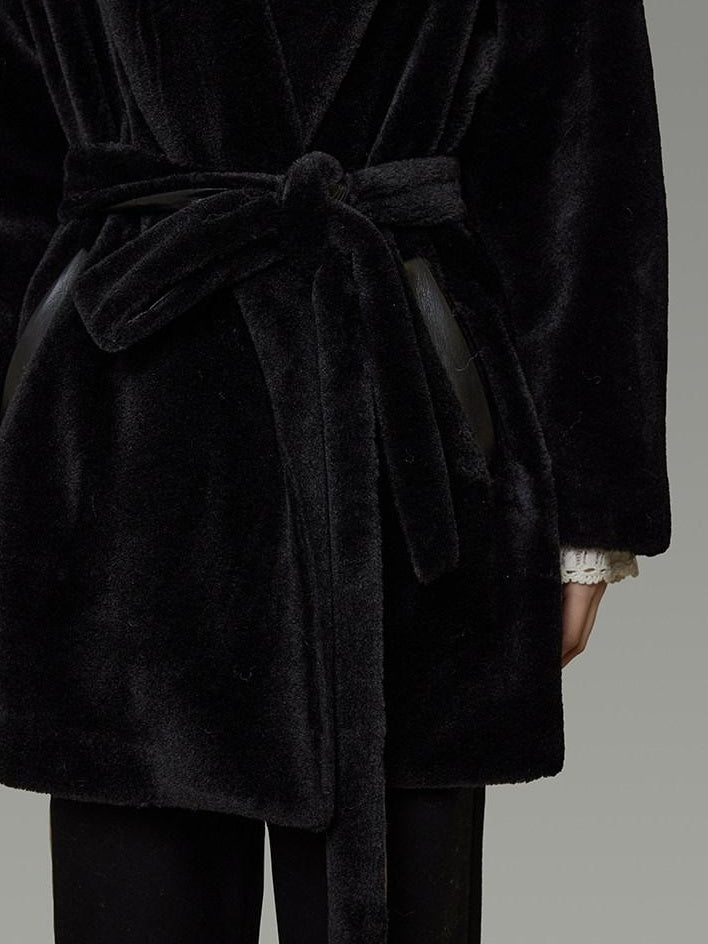 unspoken Warm V-neck Minimal Commuter Loose Midlength Women Everyday Black Long Coats