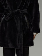 unspoken Warm V-neck Minimal Commuter Loose Midlength Women Everyday Black Long Coats