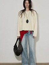 Lofi choose High Rise Vintage Wash Office Straight Detail Women Blue Flared Jeans