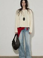 Lofi choose High Rise Vintage Wash Office Straight Detail Women Blue Flared Jeans