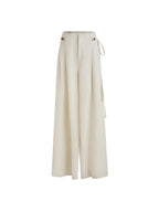 unspoken High Waisted Lyocell Linen Pleated Tie Waist Office Casual Wide Leg Pants