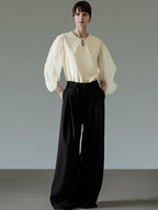 unspoken Breathable Original Loose Spliced Lantern Sleeve Pullover Polyester Blouses