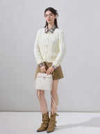 ikyou Soft Embroidered Preppy Short Length Round Neck Everyday Cotton Rich Cardigans