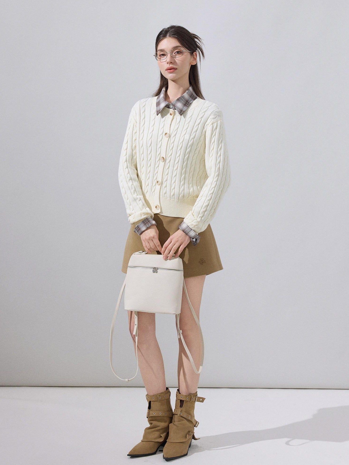 ikyou Soft Embroidered Preppy Short Length Round Neck Everyday Cotton Rich Cardigans