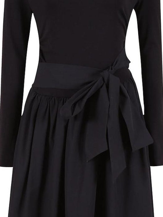 fano Viscose Blend Asymmetric Neck A Line Long Sleeve Workwear Women Maxi Dresses