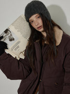 Lofi choose 90 Percent White Duck Down Oversized Turn Down Collar Plum Purple Down Jackets